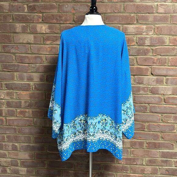 Max Studio London Women’s Blue Floral Kimono Size 1X NEW - Picture 4 of 7